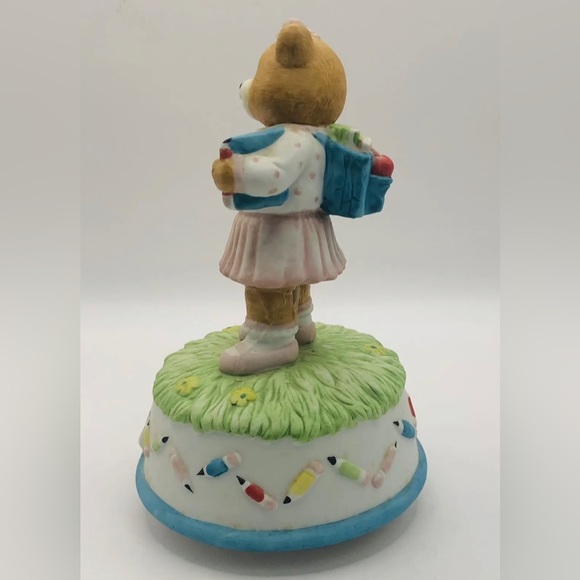 Vintage 1991 San Francisco Music Box Company Girl Teddy Bear Holding "ABC BOOK" - Picture 3 of 7